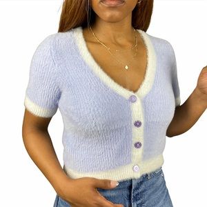 Forever 21 Cropped Fuzzy Sweater Cardigan M